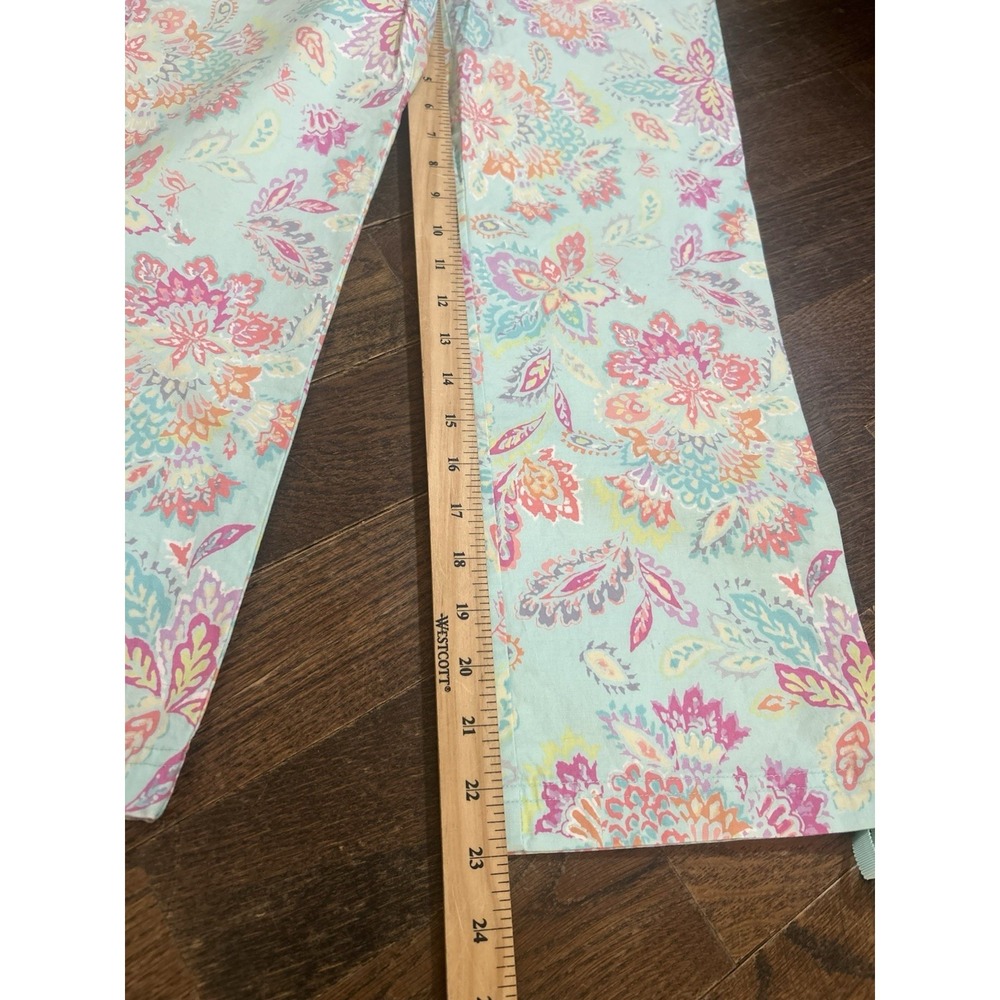 Sigrid‎ Olsen Sport Blue Floral Pants sz 2P Drawstring Cuffs Stretch Cottagecore - Picture 2 of 5
